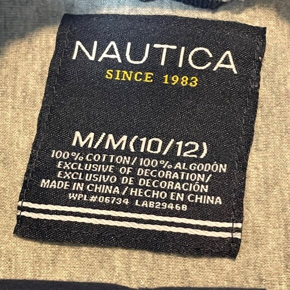 Nautica Boys' Anchor Print Button-Down Shirt Long Sleeve Navy Size M - Picture 4 of 6